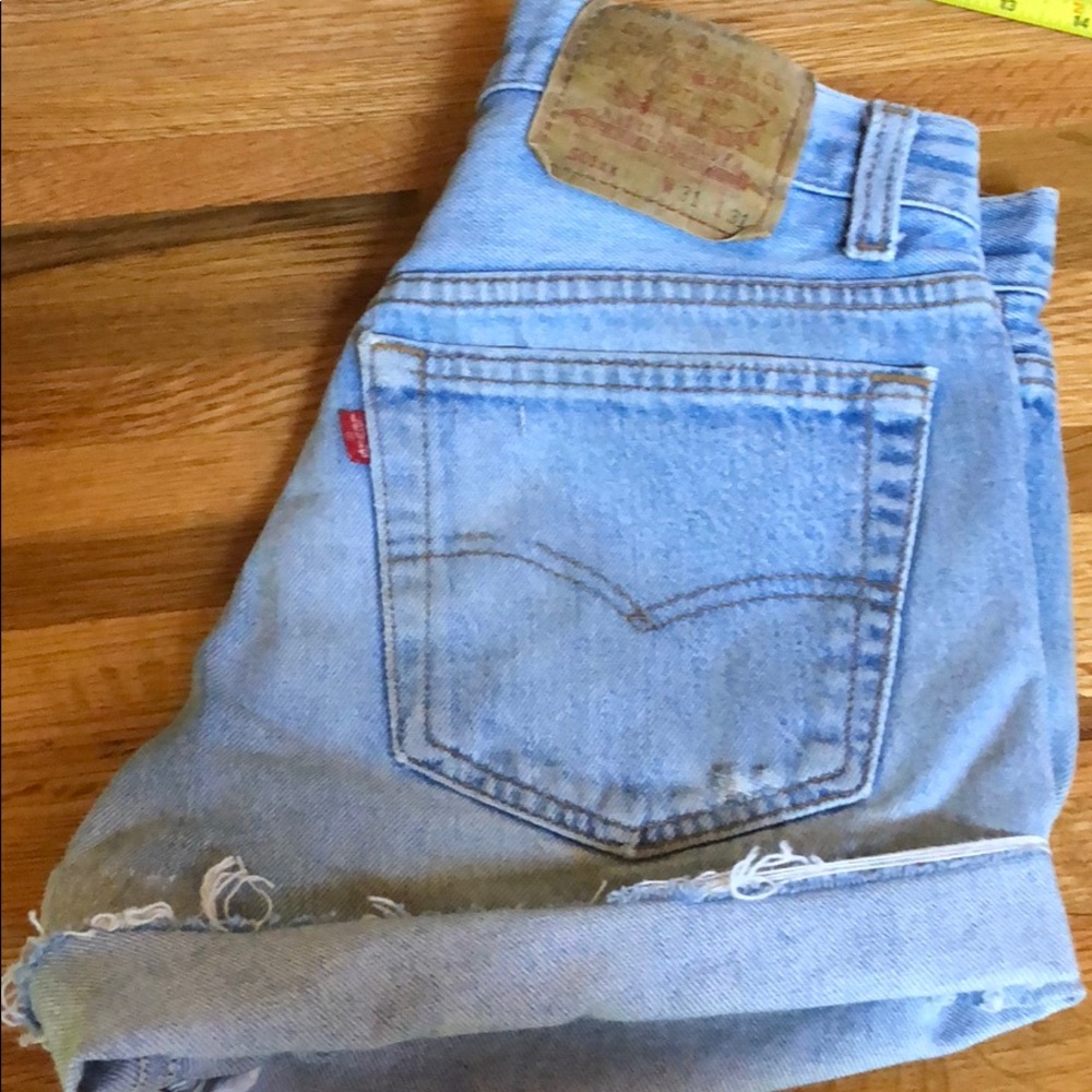 LEVIS Distressed MOM Jeans Cutoffs Shorts High